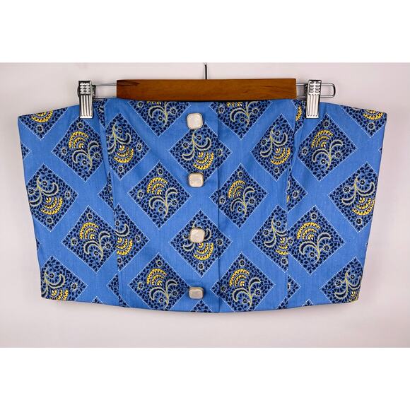 Veronica Beard Blue Printed Strapless Crop Top Size 14 with Boning - Picture 2 of 9